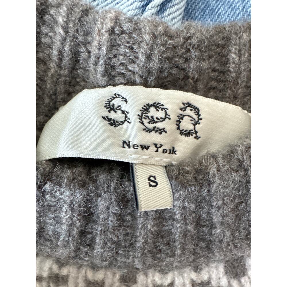 SEA Anja Merino Wool Sheep Sweater Gray Size Small - Picture 10 of 12